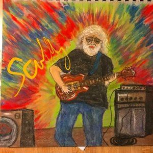 Jerry Garcia original pastel 10"x12"  art and print by E. Scully